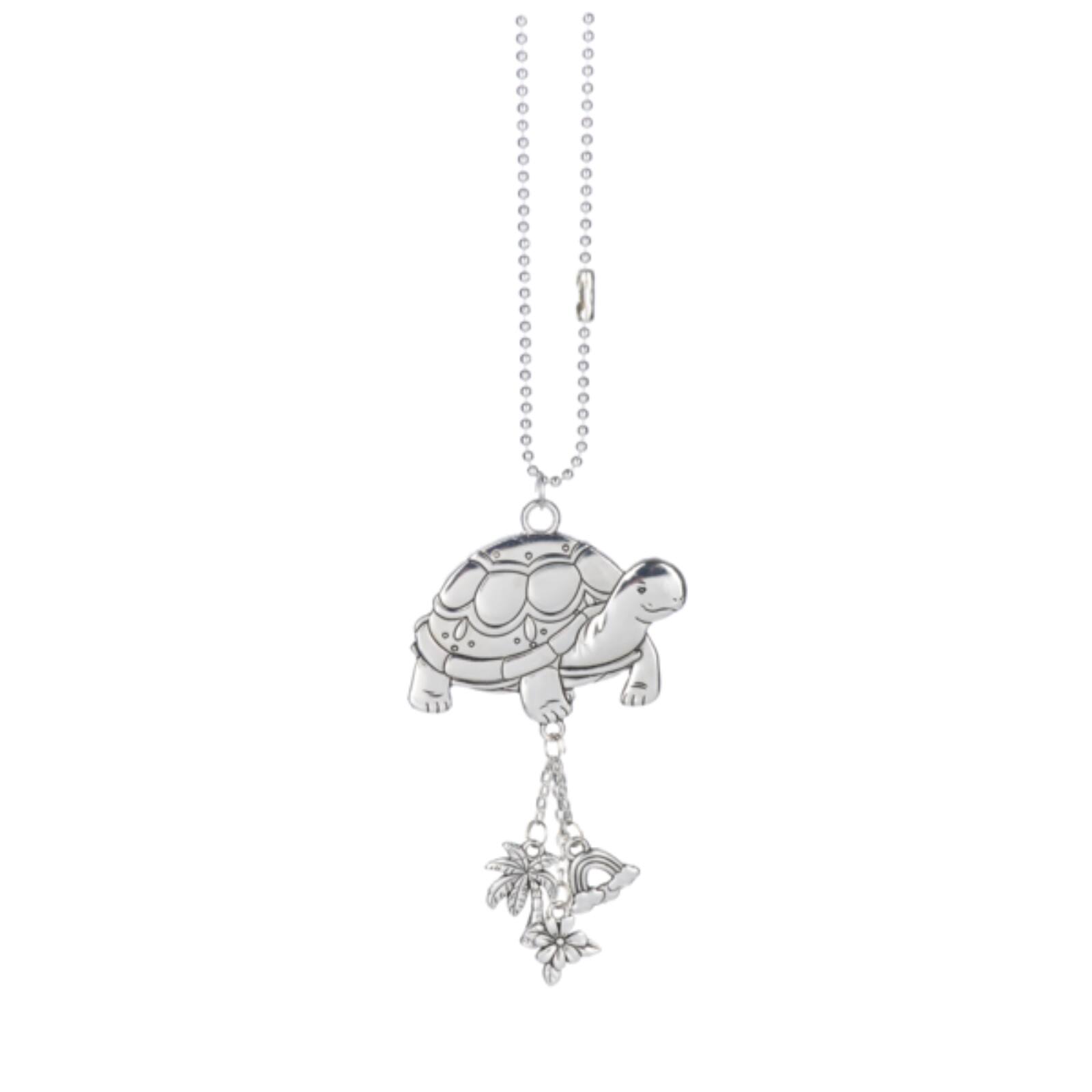 Front. Ganz - Ganz Silver Turtle Zinc Metal Car Charm with Silver Chain - Silver.