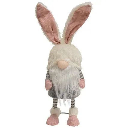 Front. BreeBe - *Striped Bunny Wobble Gnome w/Long Legs - Multi.