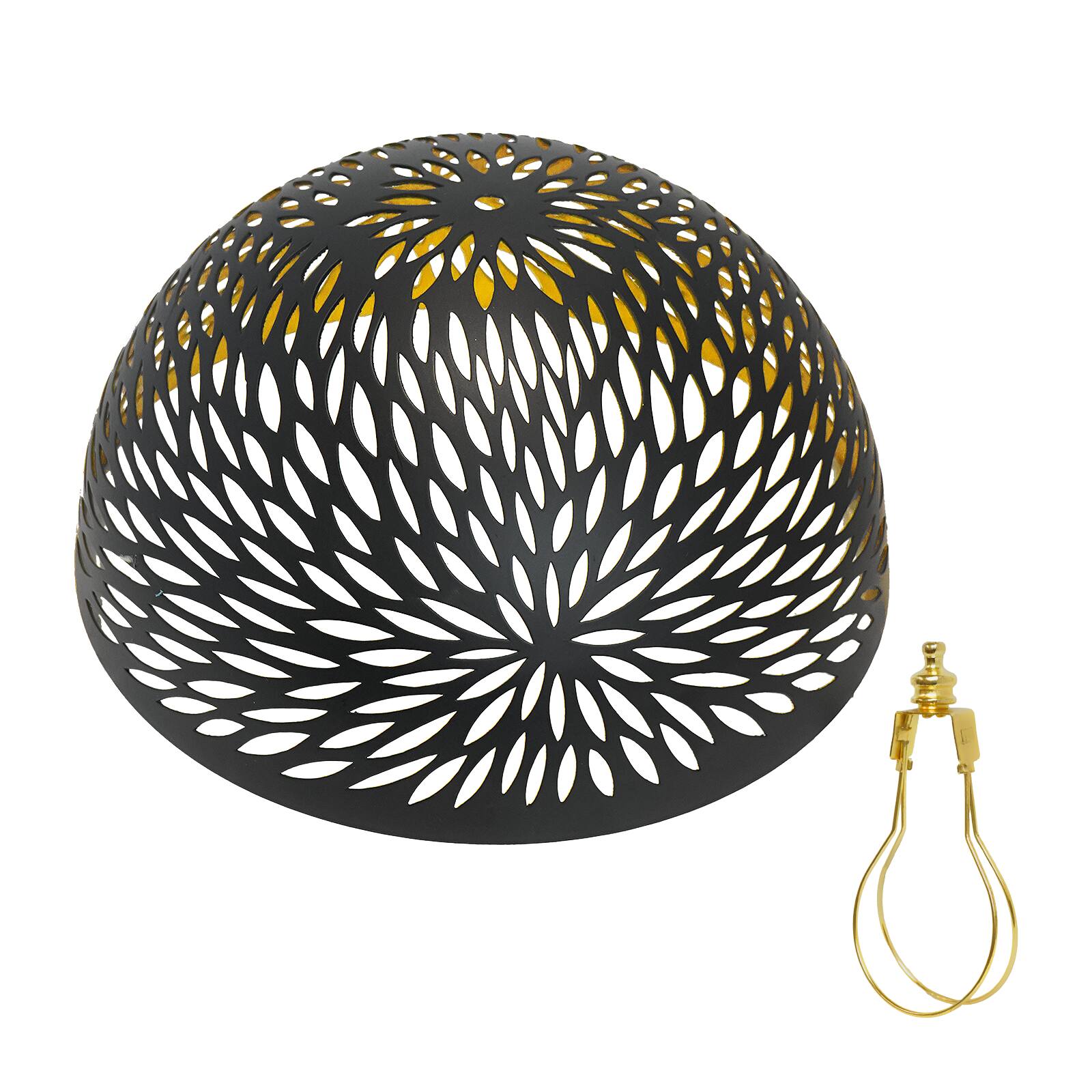 Front. Alucset - ALUCSET Small Dome Lamp Shades, Metal Dome Light Bulb Cover, Clip On Lampshade for Ceiling Fixture, Table&Wall Lamp - Black & Gold.
