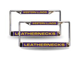 Rico Industries - Western Illinois Leathernecks Chrome Metal Laser License Plate Frame - Set of 2 - Multi