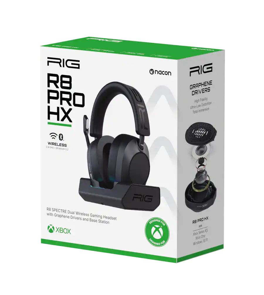 Small Rig R8 RIG R8 PRO HX Dual Wireless Over Ear Gaming Headset w/Graphene Drivers ...