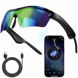 PRIMEPLUS - Bluetooth Smart Glasses for Cycling Running, Polarized Sports Sunglasses with Open-Ear Speakers & IPX5 - Yellow