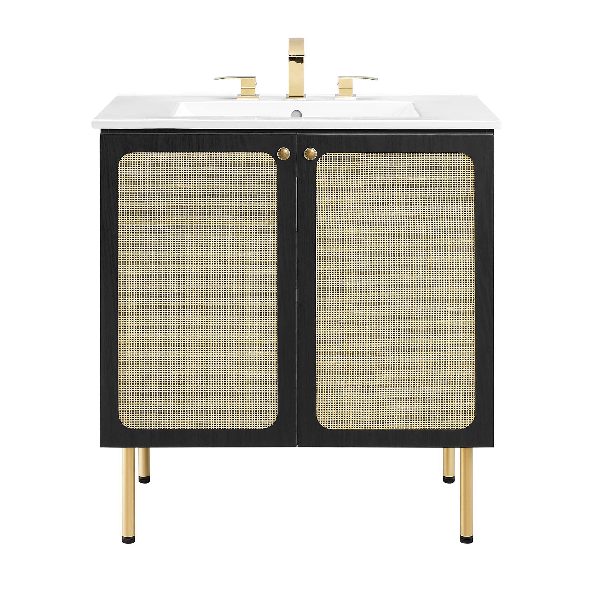 Alt View 7. Modway - Chaucer Bathroom Vanity with White Basin Included by Modway - Black White.