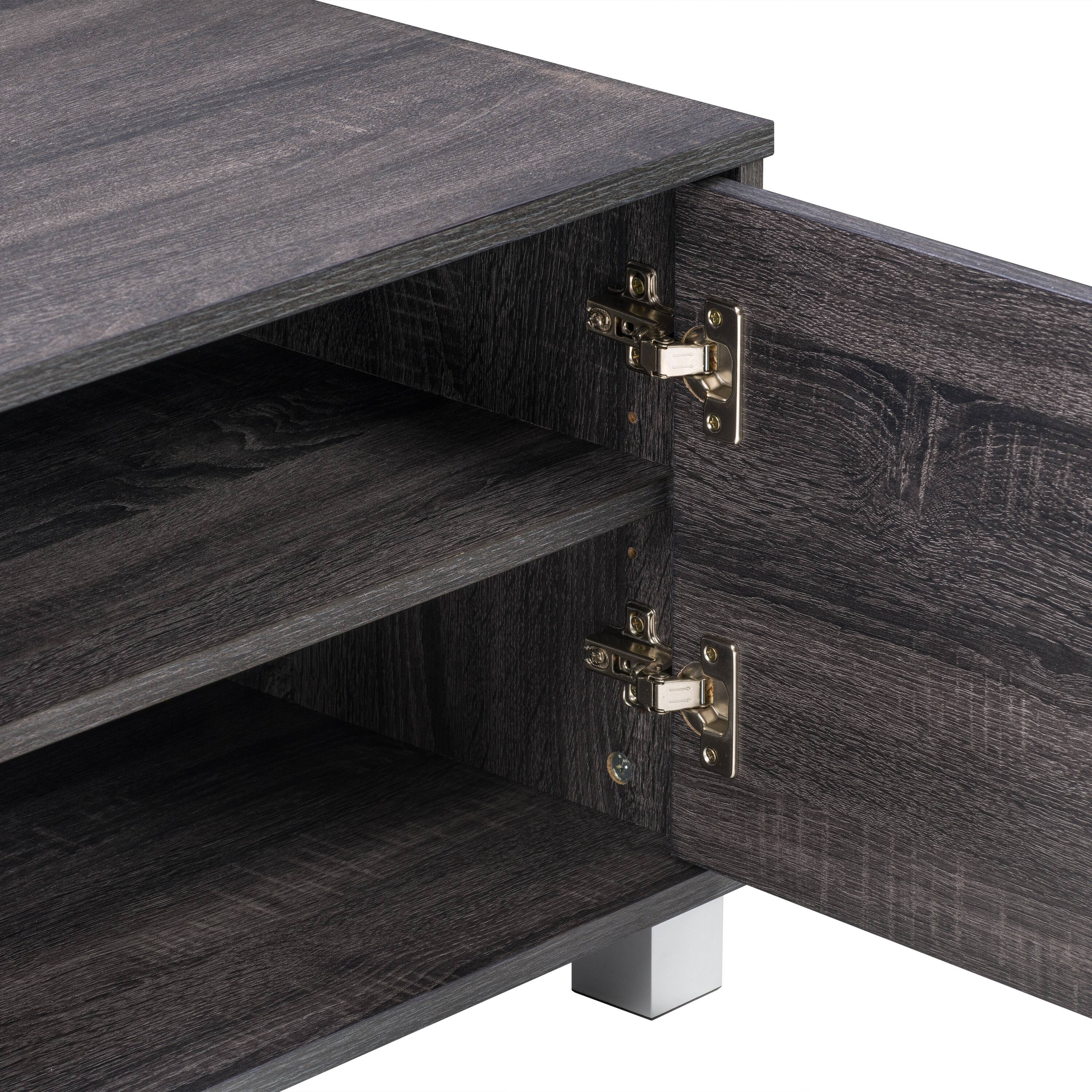 Alt View 15. CorLiving - Hollywood Collection TV Stand with Open and Closed Cabinets for Most TVs up to 85" - Dark Gray.