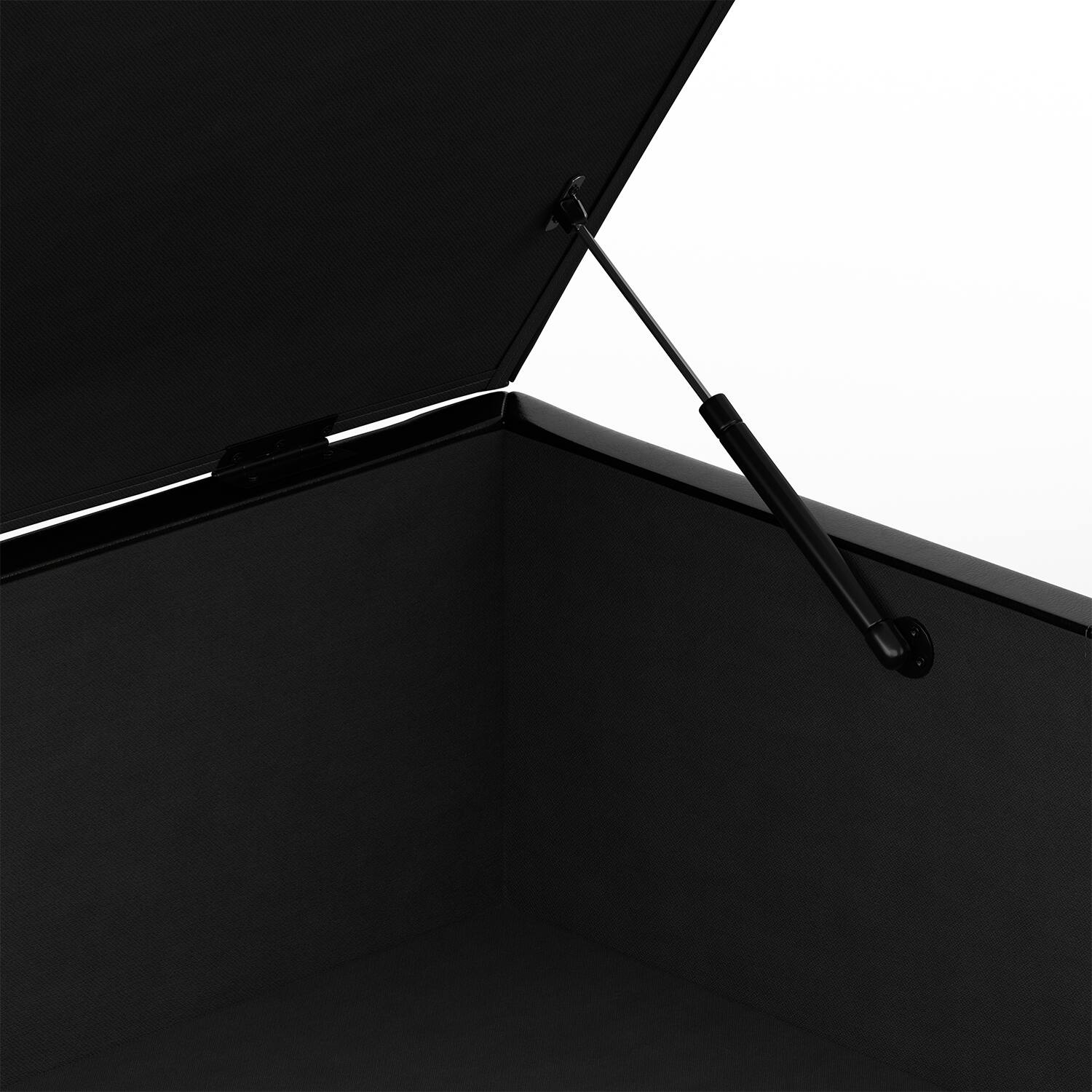 Alt View 9. Simpli Home - Gabbie 36 inch Wide Square Coffee Table Storage Ottoman in Midnight Black PU Vegan Leather - Midnight Black.