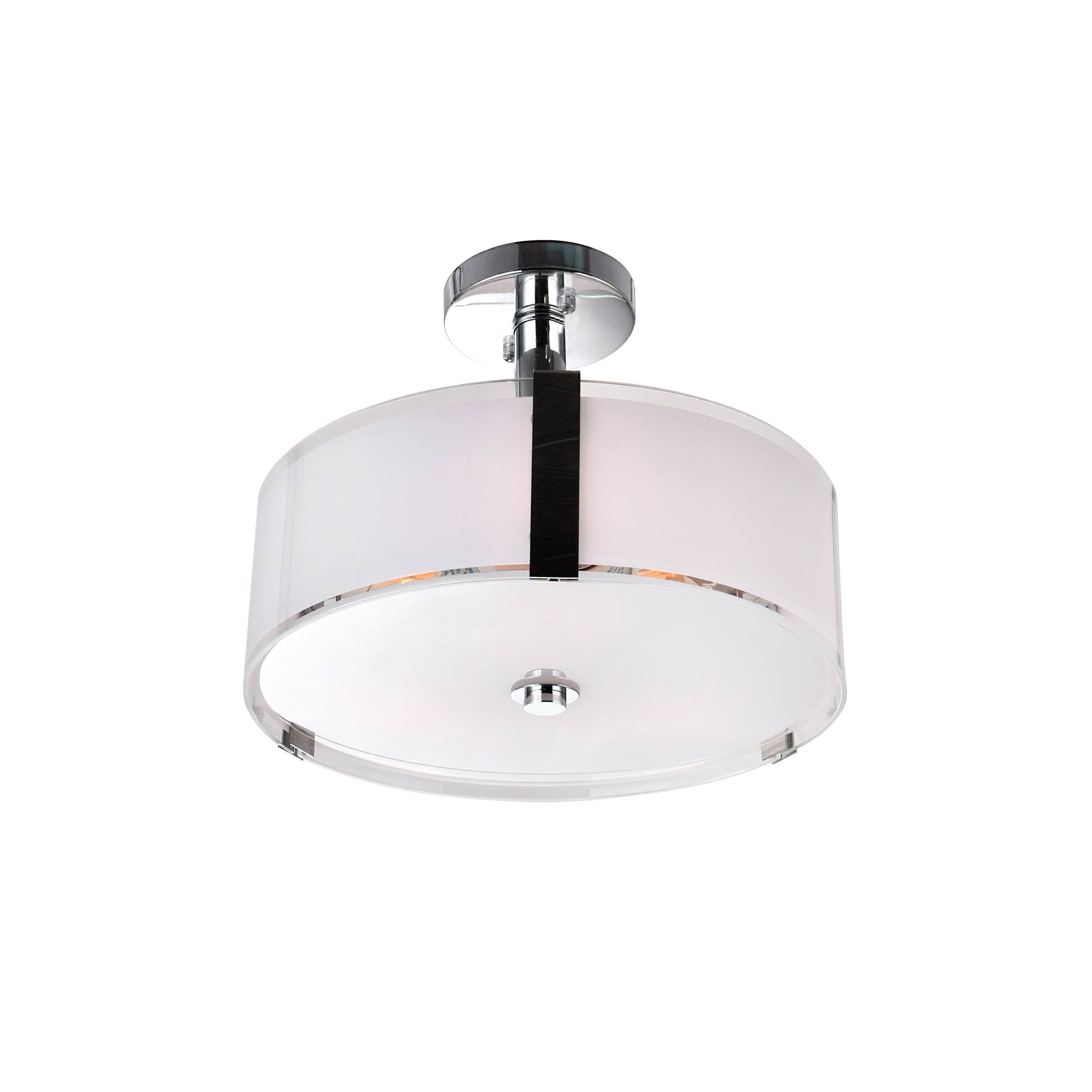 Angle. CWI Lighting - Lucie 3 Light Drum Shade Chandelier With Chrome Finish - Chrome.