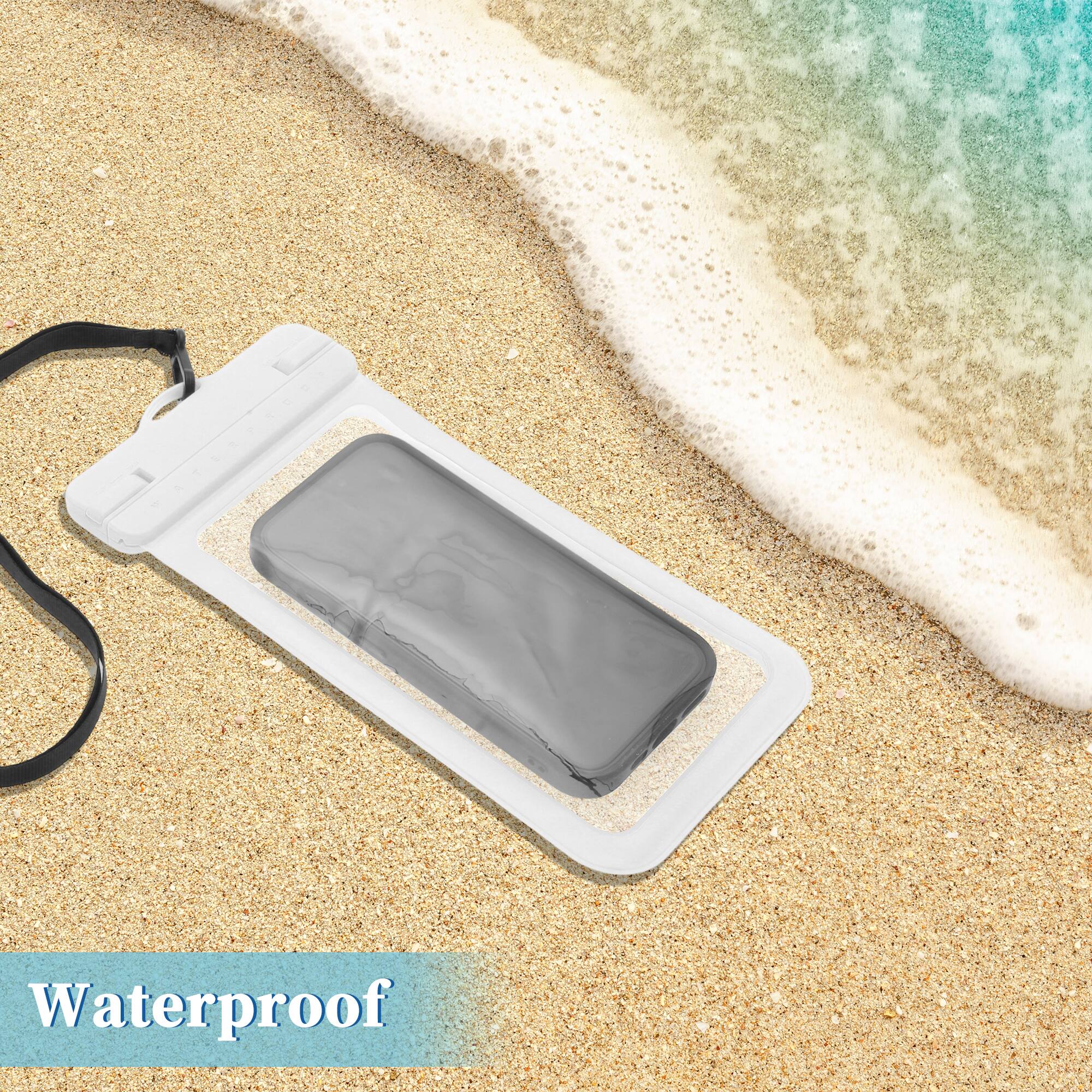 Alt View 1. Unique Bargains - 2pcs Wide Side Mobile Waterproof Bag Universal Waterproof Case Compatible for Phone 4.92"x9.65" - White.