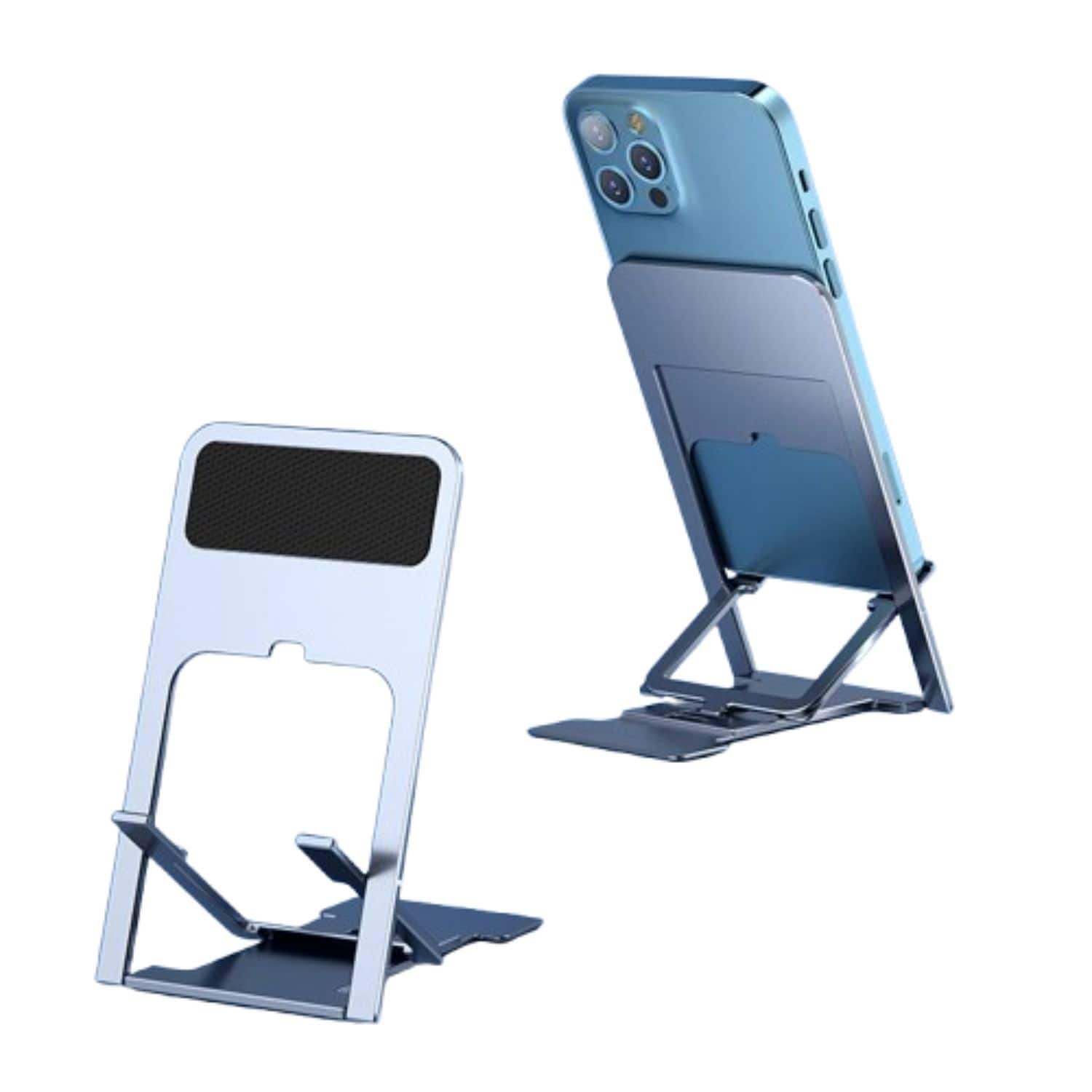 Front. Stock Preferred - Universal Foldable Phone Holder 2-Pack – Multi-Angle Desk Stand - Silver.