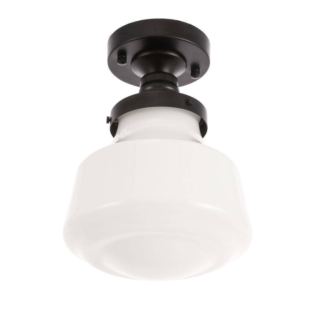Alt View 3. Living District - Lyle 1 light Black and frosted white glass Flush mount - Black And Frosted White Glass.