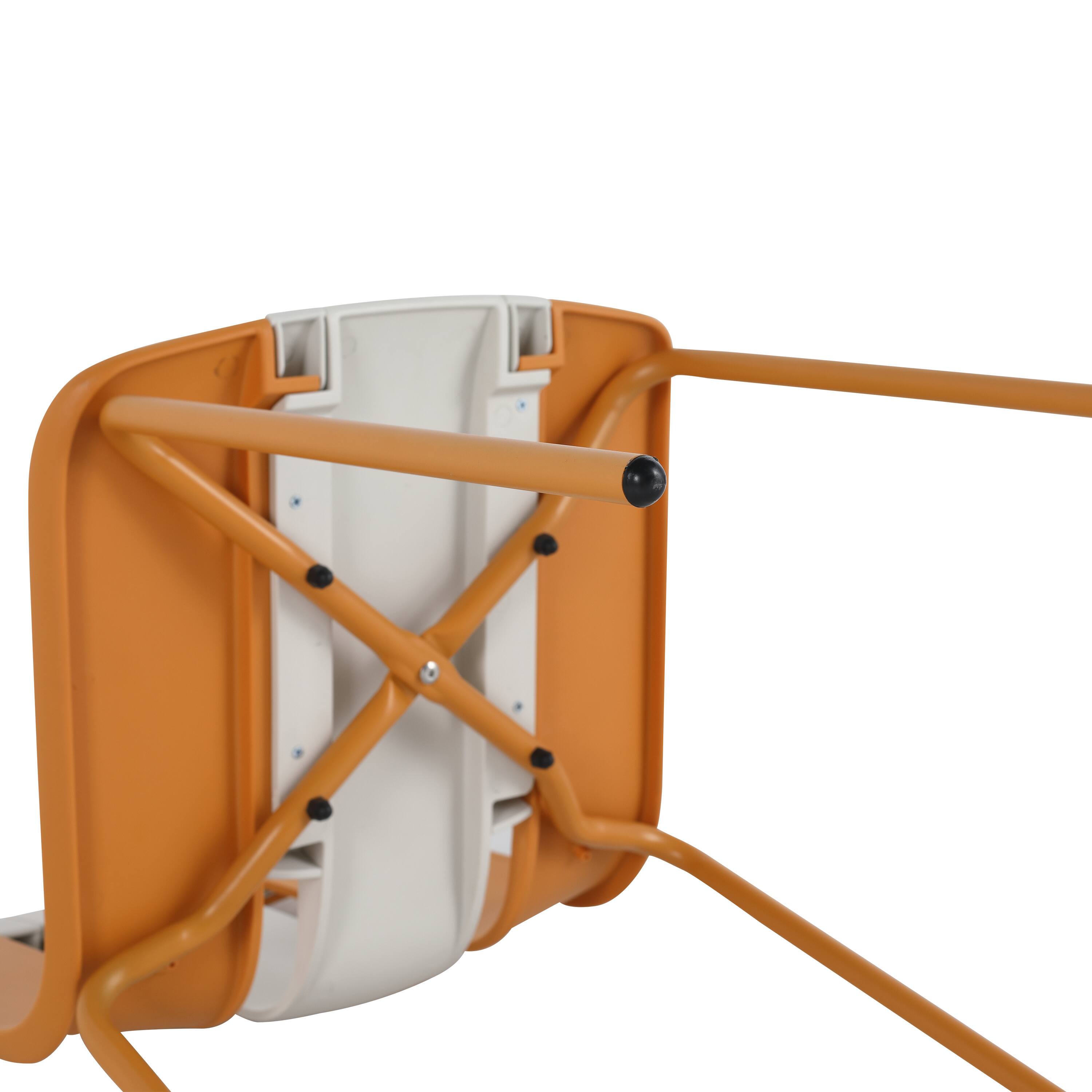 Alt View 7. Mondawe - 4-Pack Modern Striped Color Block Chairs – PP Plastic Seat & Sturdy Metal Legs - Orange,White.