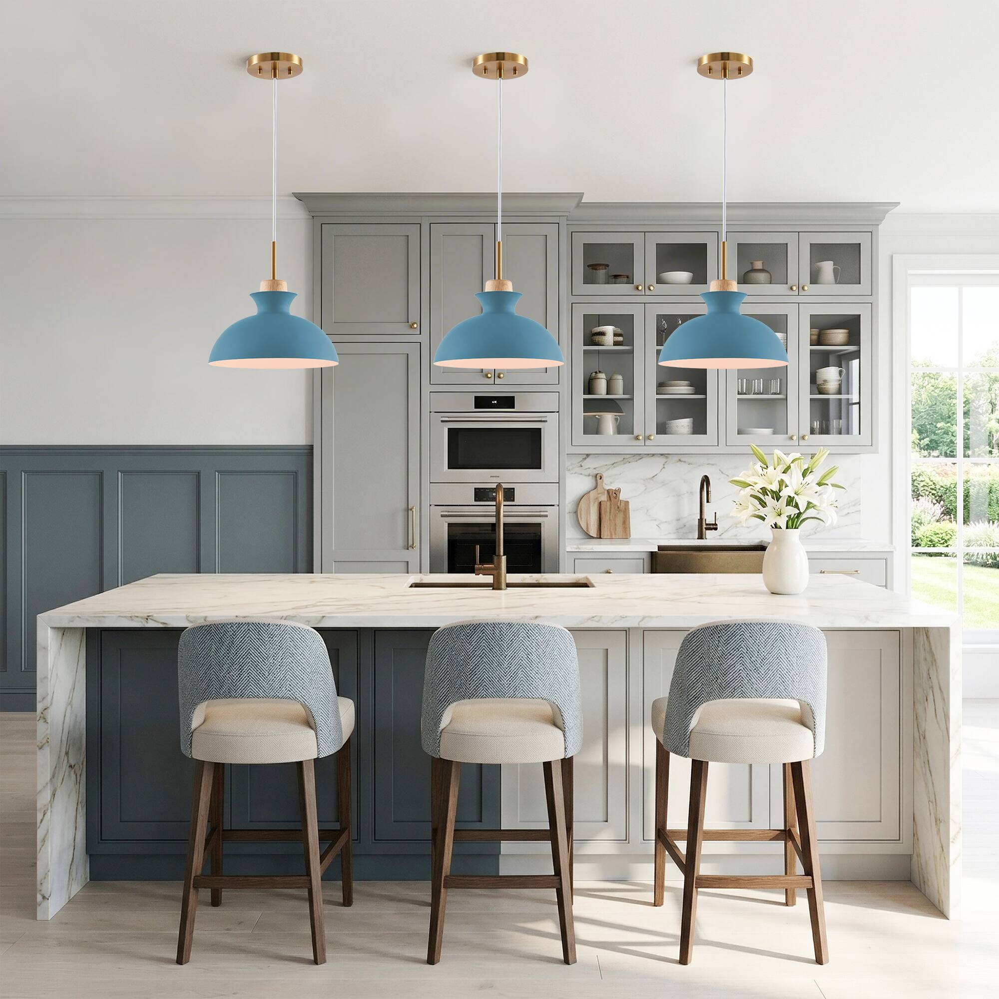 Angle. Parrot Uncle - 1-Light Modern Blue Hanging Pendant Light - Blue.