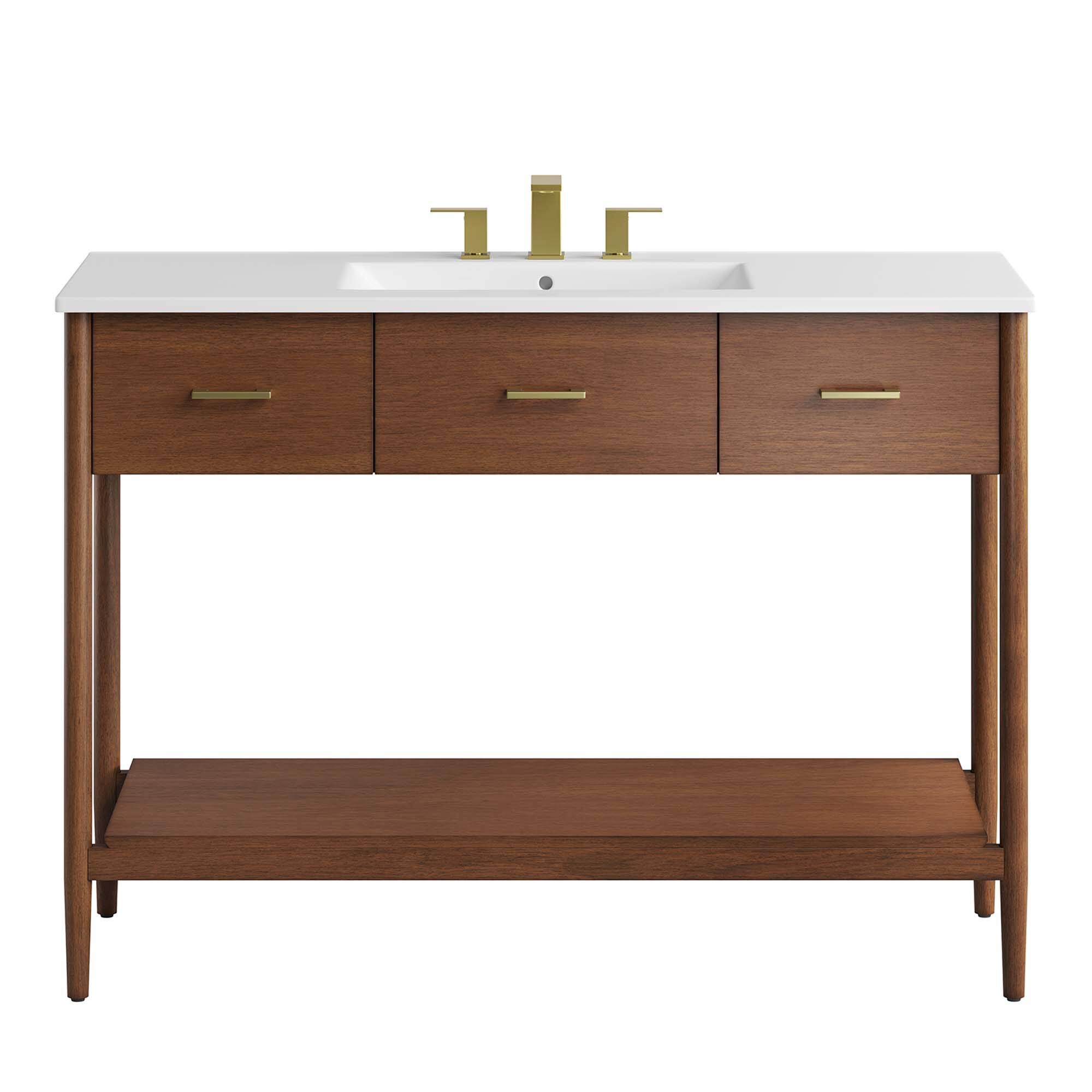 Alt View 5. Modway - Zaire Bathroom Vanity Basin Included by Modway - Walnut White.