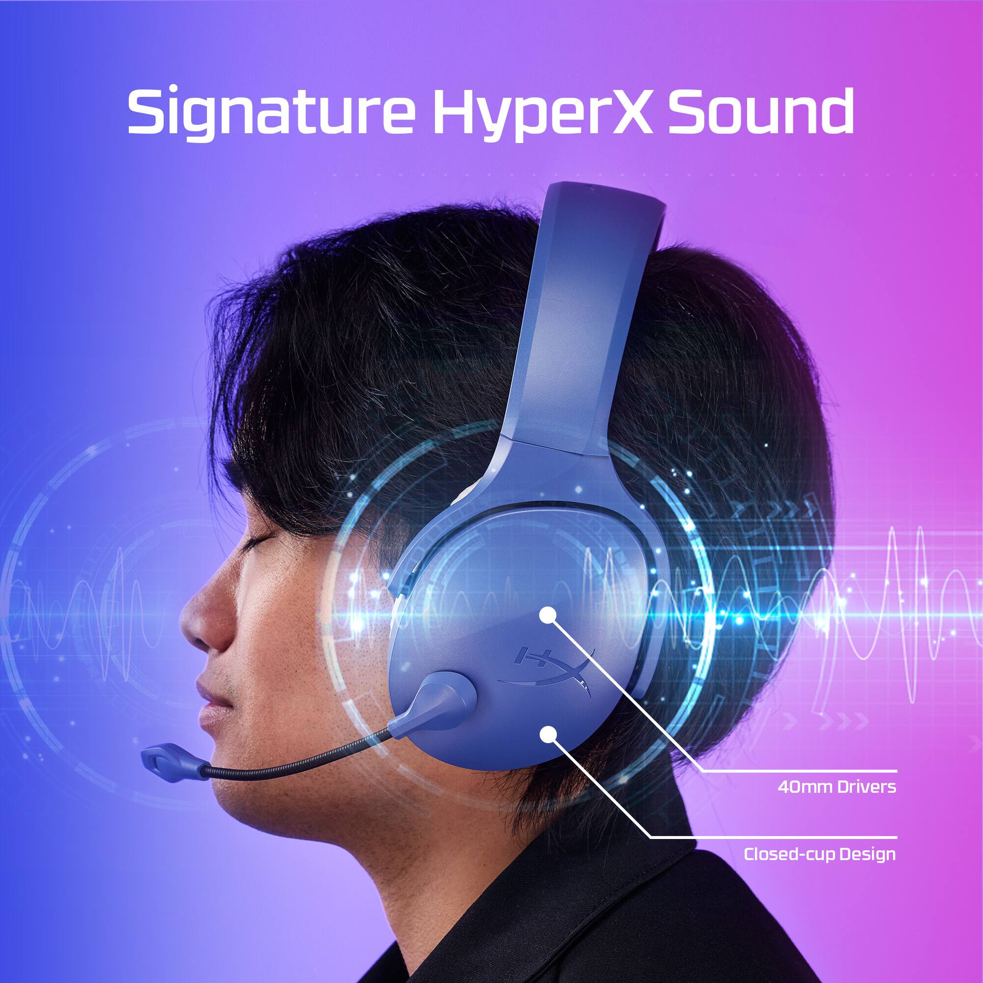 Signature HyperX Sound 40mm Drivers Closed-cup Design