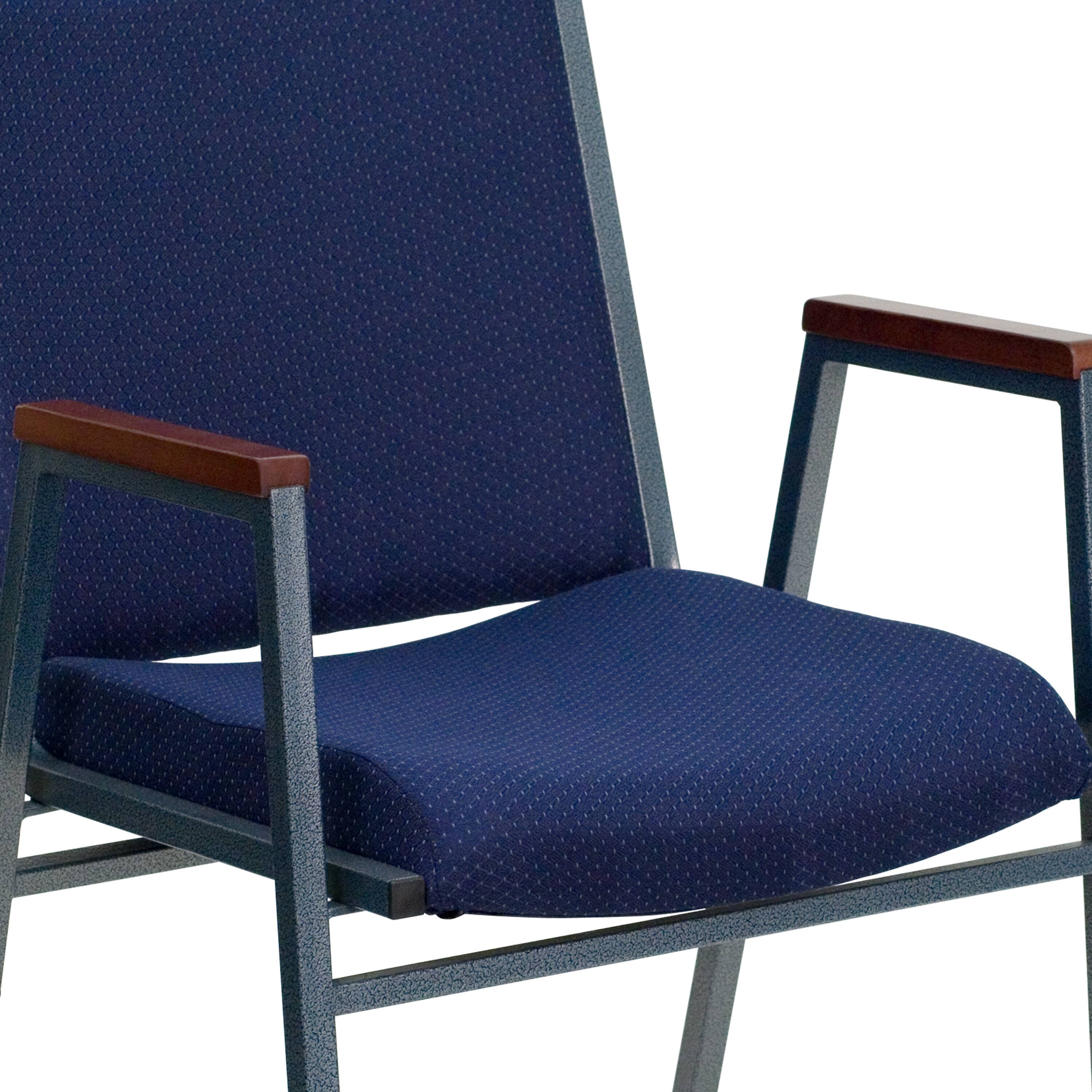 Alt View 9. Emma + Oliver - Heavy Duty Reception/Guest Stack Chair with Arms - Navy Patterned Fabric.
