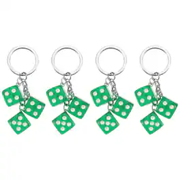 Unique Bargains - 4pcs Lucky Dice Keychain Charm, Resin 3D Cube Mini Dice Keyrings with 3 Pendants for Bag, Wallet, Purse, Car, Phone - Dark Green