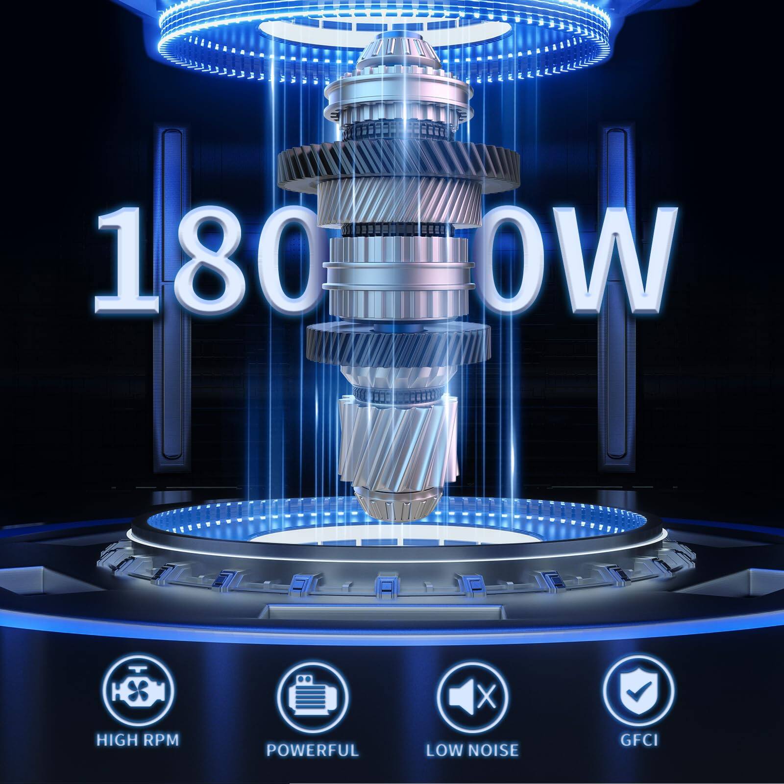 180 OW, HIGH RPM, POWERFUL, LOW NOISE, GFCI