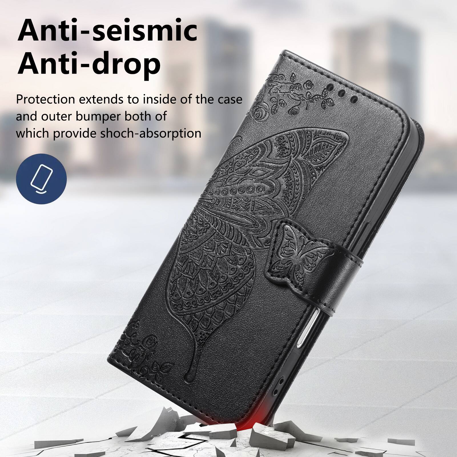 Anti-seismic Anti-drop Protection extends to inside of the case and outer bumper both of which provide shock-absorption