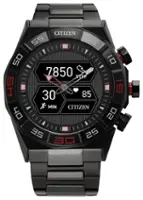 Citizen - CZ Smart 44mm Unisex IP Stainless Steel Hybrid Sport Smartwatch with IP Stainless Steel Bracelet - Gray - Front_Zoom