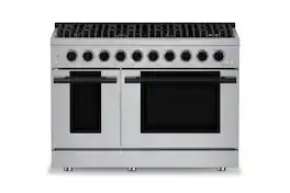 Hauslane - HausPro 48 in. 8 Burners (20,000 BTU) Freestanding Dual Fuel Range - Matte Black
