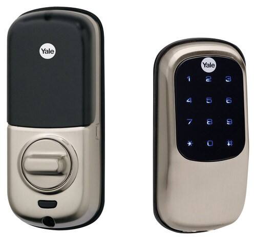 Front. Yale - Key-Free Touch-Screen Deadbolt Lock - Satin Nickel.