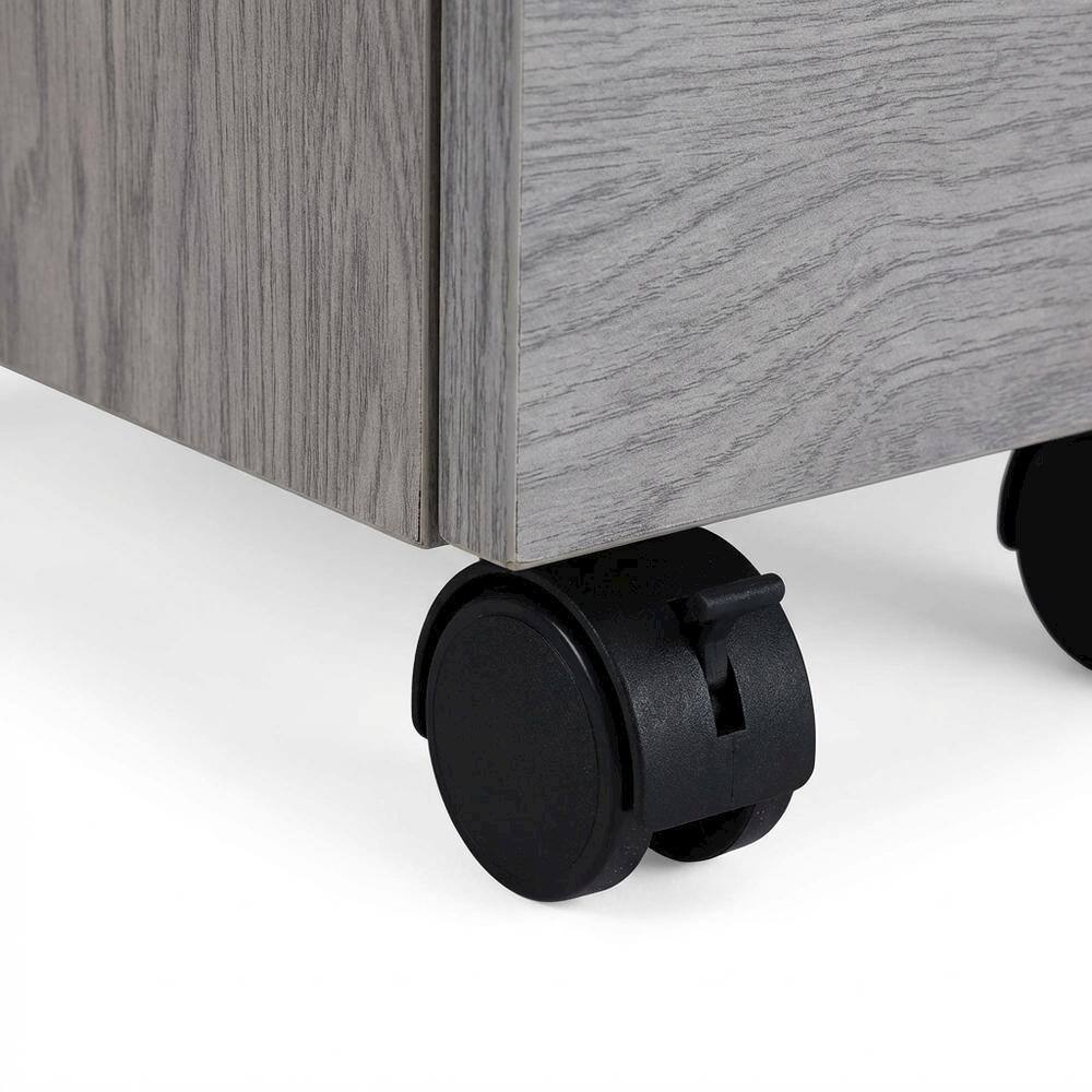 Alt View 2. FurniFact - Grey Rolling File Cabinet with Glass Top and Smooth Mobility for Home or Office - Gray.