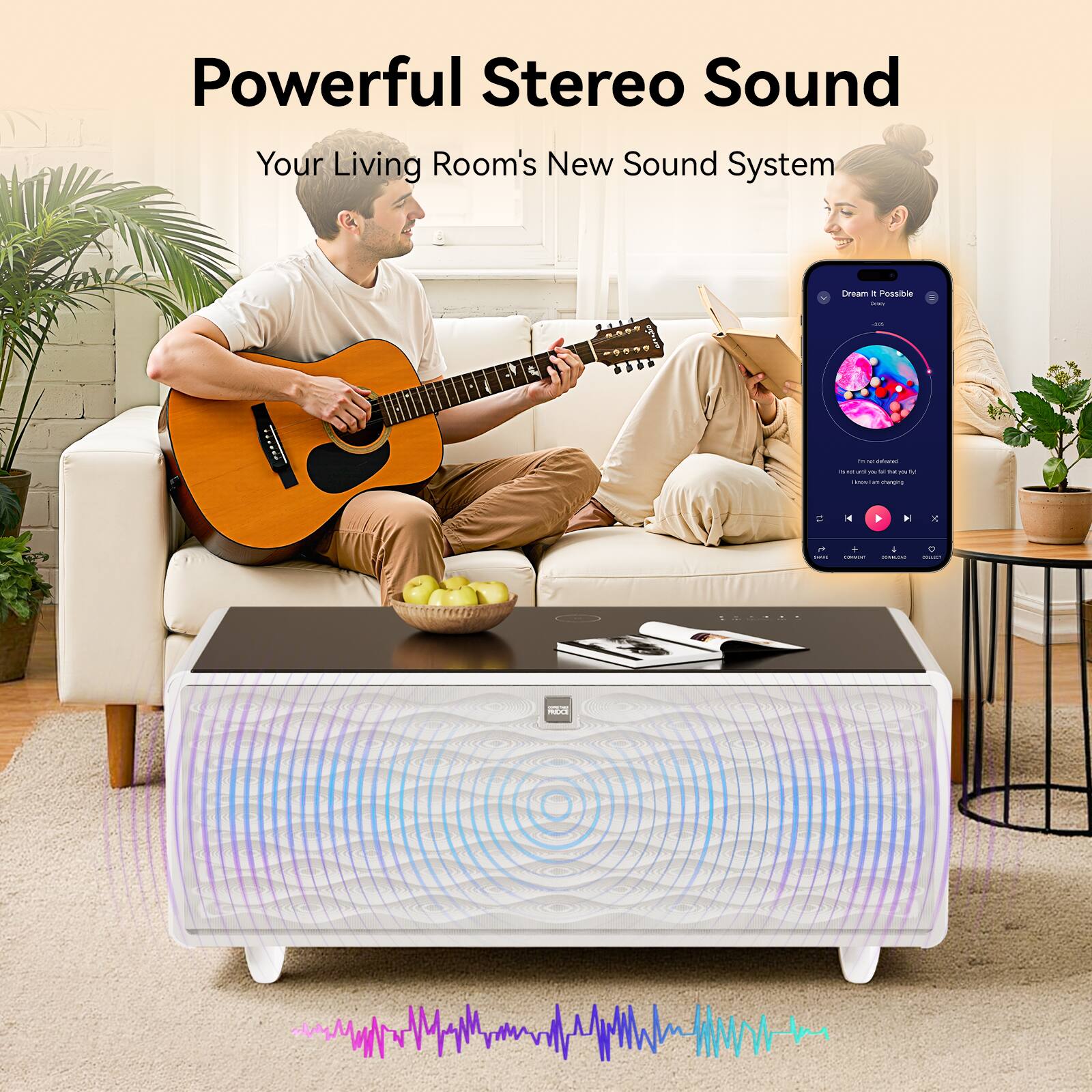 Powerful Stereo Sound  
Your Living Room's New Sound System  

Dream It Possible