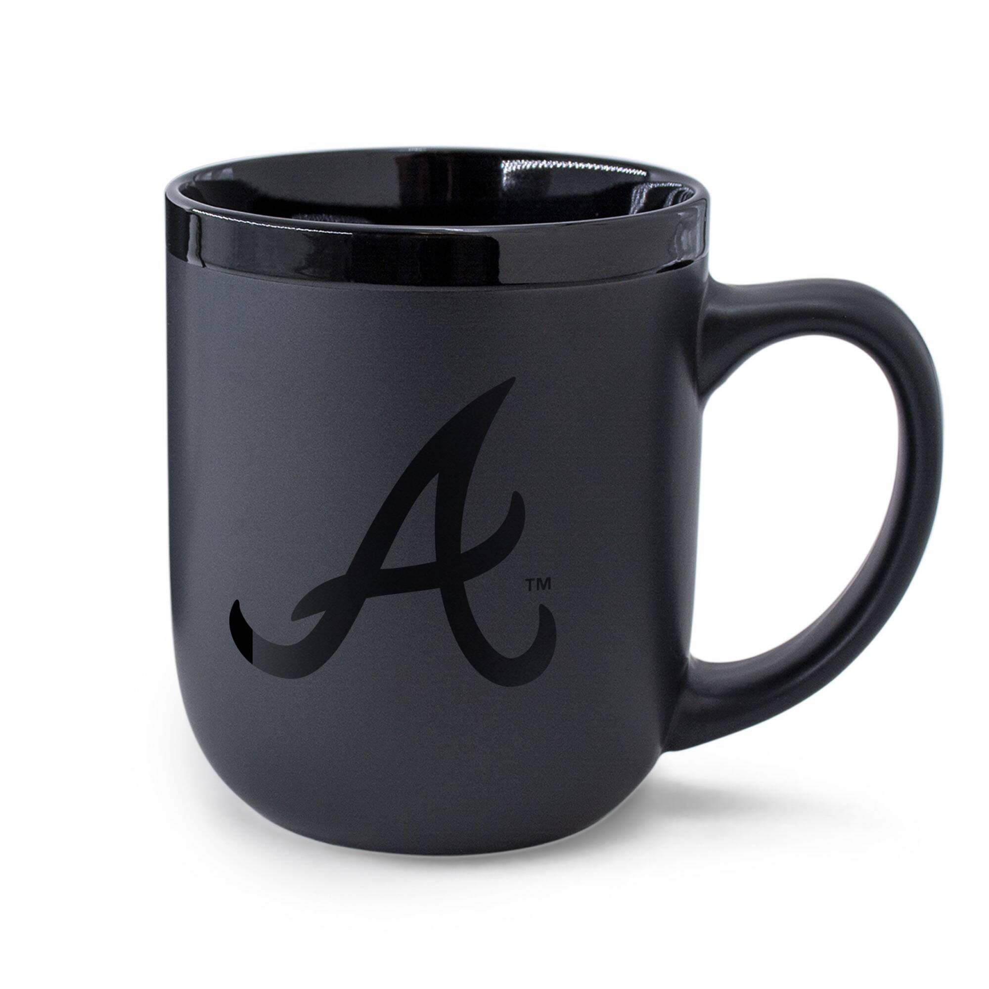 Front. WinCraft - Atlanta Braves 17oz. Black Tonal Ceramic Mug - Multicolor.