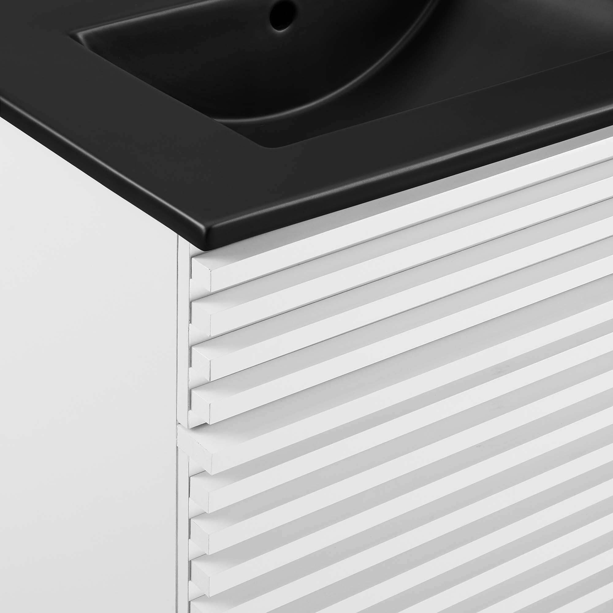 Alt View 7. Modway - Render 48" Bathroom  Vanity with Black Basin Included - White Black.