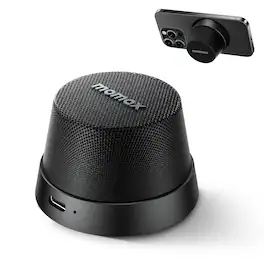 Momax - 1-Vibe Go Magnetic Portable True Wireless Speaker - Mini Waterproof Shower Speaker with Bass - Black