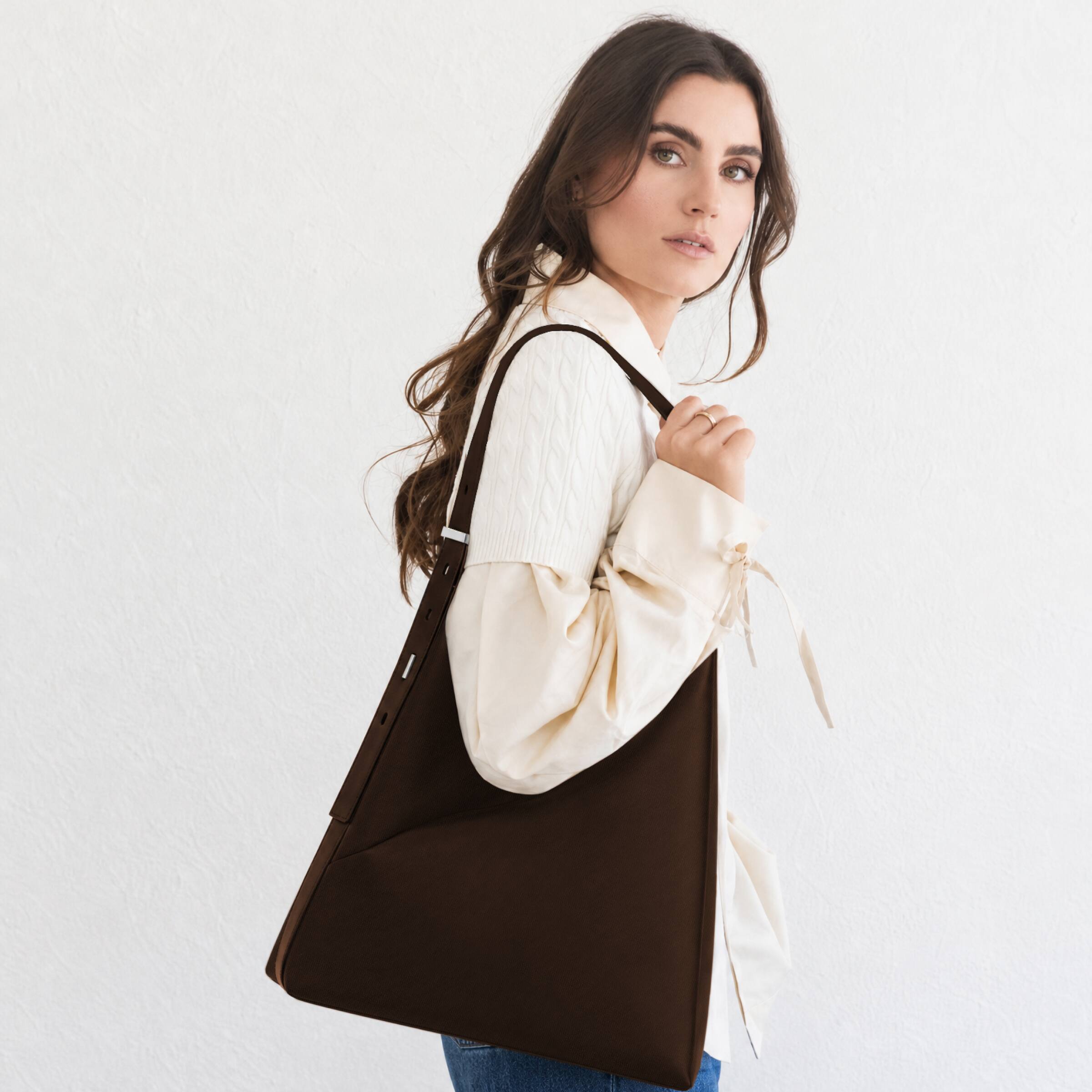 Alt View 8. Lux & Nyx - Lux & Nyx - Origami 15" Laptop Hobo Bag - Convertible Shoulder Bag - Espresso.