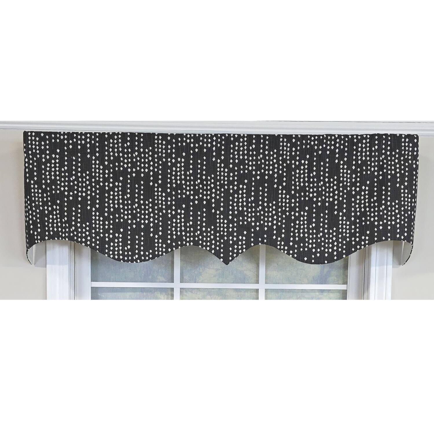Left. RLF Home - RLF Home 100% Cotton Rainfall Regal With Poly/Cotton Ivory lining Rod Pocket Valance 50" x 16" Silver - Silver.