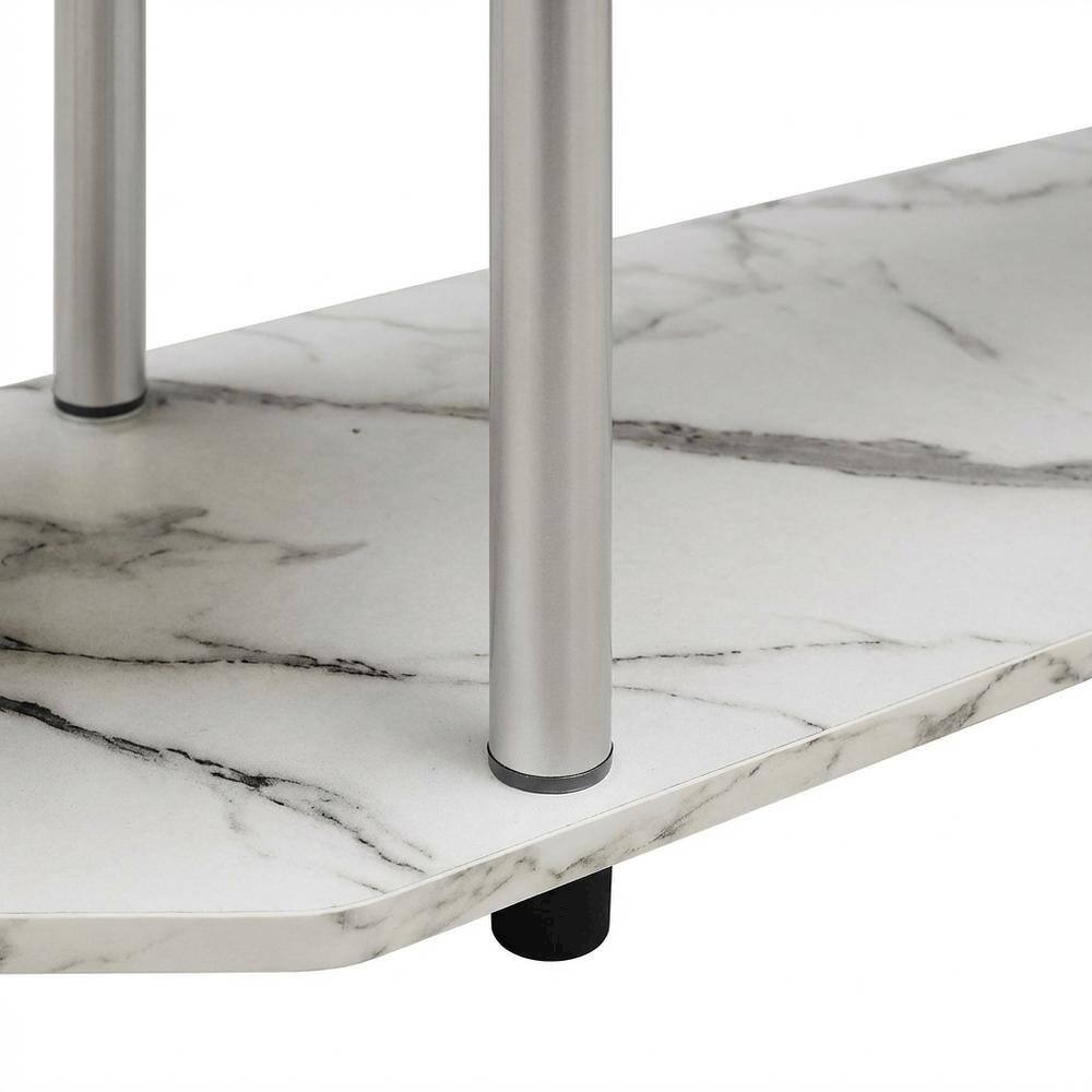 Left. FurniFact - Contemporary Wall Unit Bookshelf with Modern Storage and Display Space - White Faux Marble.