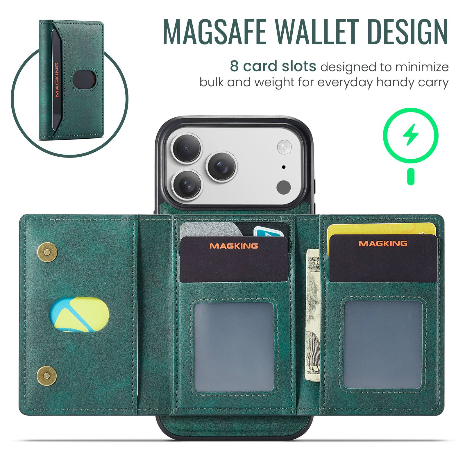 MAGKING

MAGSAFE WALLET DESIGN
8 card slots designed to minimize bulk and weight for everyday handy carry

NETHERLANDS

MAGKING