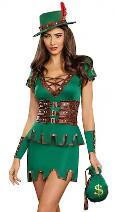 Front. Dreamgirl - Robbin' Da Hood Women's Costume - Green - Large - Green.