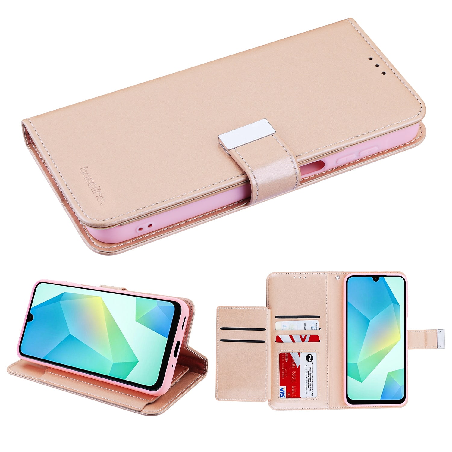 BASELINE - Wallet Folio Case for Samsung Galaxy A17 5G / Galaxy A16 5G - Gold - Rose