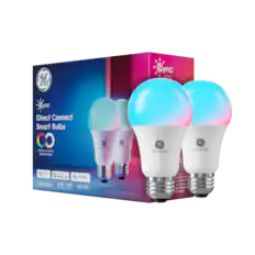 Cync Direct Connect Smart Bulbs
- Millions of Colors & White Tones
- Works with Alexa, Google Home, Matter
- 2 Bulbs
- 60W Equivalent
- 800 Lumens
- LED A19
Cync Full Color
- App control, voice control with Amazon Alexa Assistant (separately)
- Individually controlled
- Optical control
- Works with Amazon Alexa Assistant (separately)