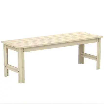 Front. Outsunny - 2-Seat Wood Garden Bench, Patio Bench Outdoor Bench with Slatted Seat, Backless Front Porch Bench for Park, Garden - Natural Wood.