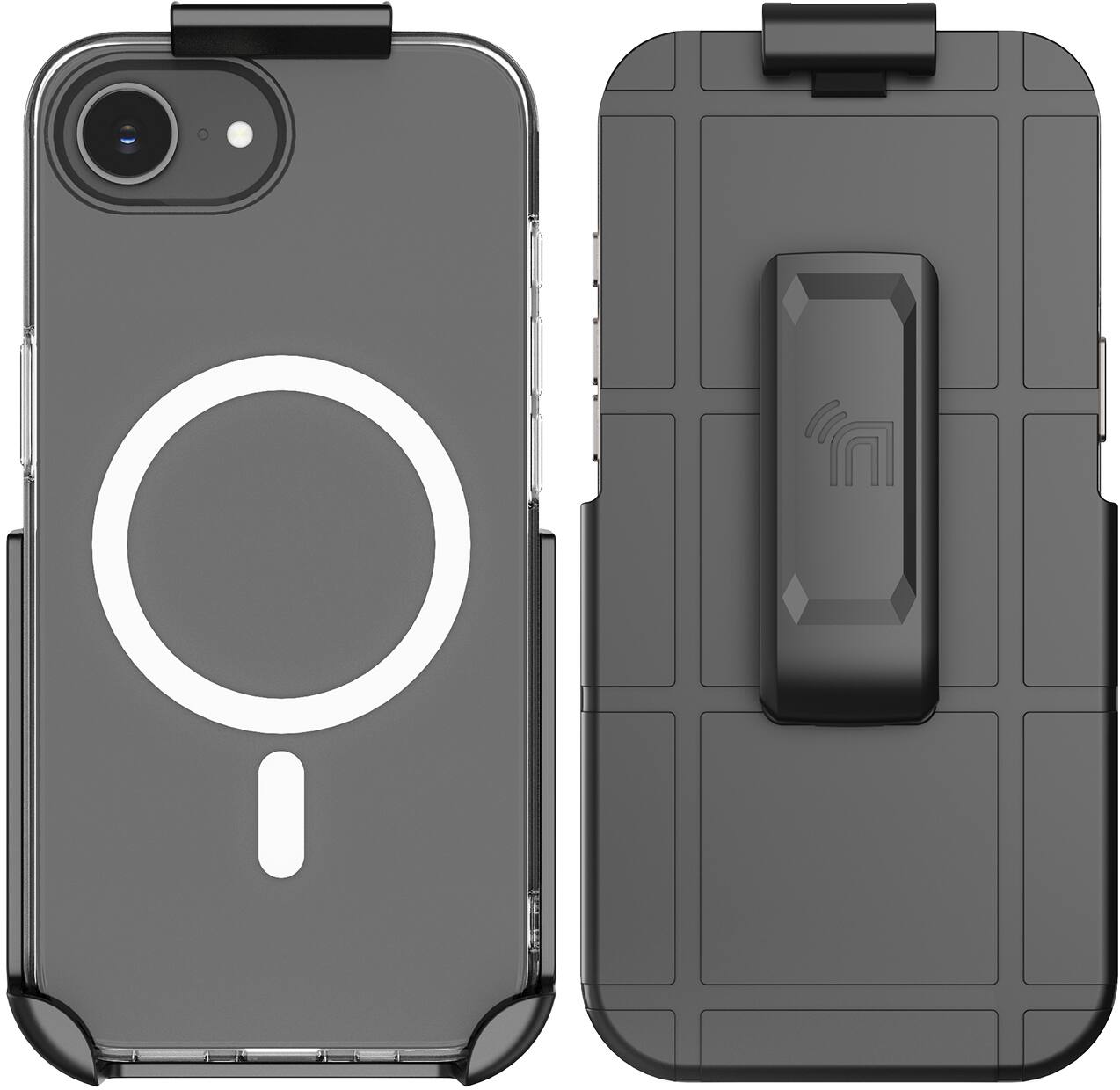 Alt View 2. Nakedcellphone - Combo for iPhone 17e / 16e - Case and Holster Belt Clip (Compatible with MagSafe) - Clear.