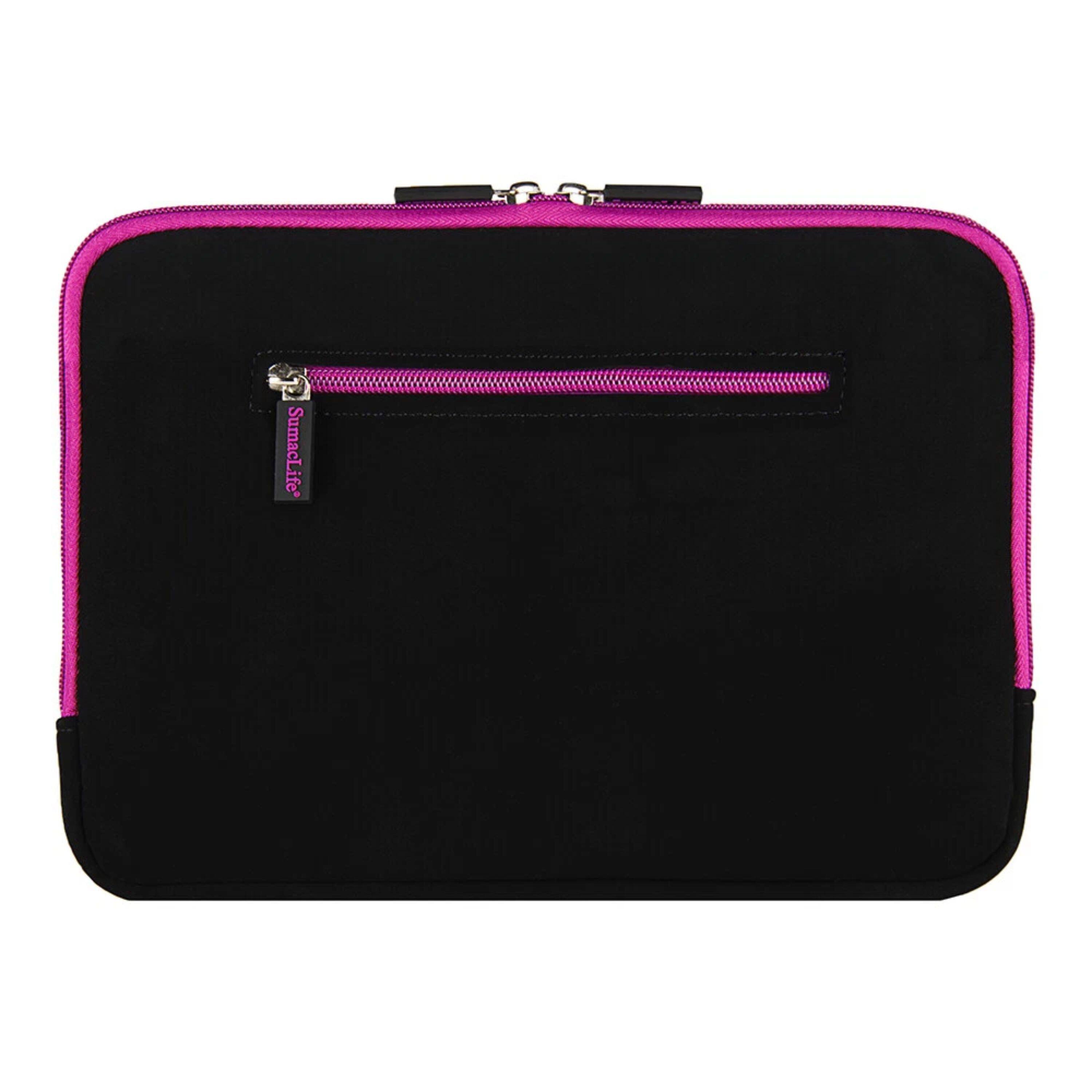 Left. Kitcheniva - Padded Laptop Microsuede Sleeve Case Zip Bag For 13" Laptop Black/Purple - Black/Purple.