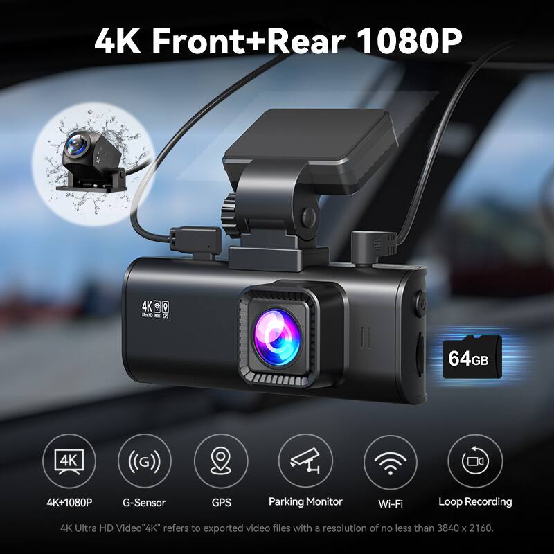 REDTIGER 4K+1080P 3.18'' Dual Dash Cam, Night Vision, 64GB Card