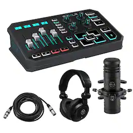 TC Electronic - Helicon GoXLR USB Streaming Mixer Bundle with H&A AC60 Hypercardioid Broadcast Microphone, XLR Cable with