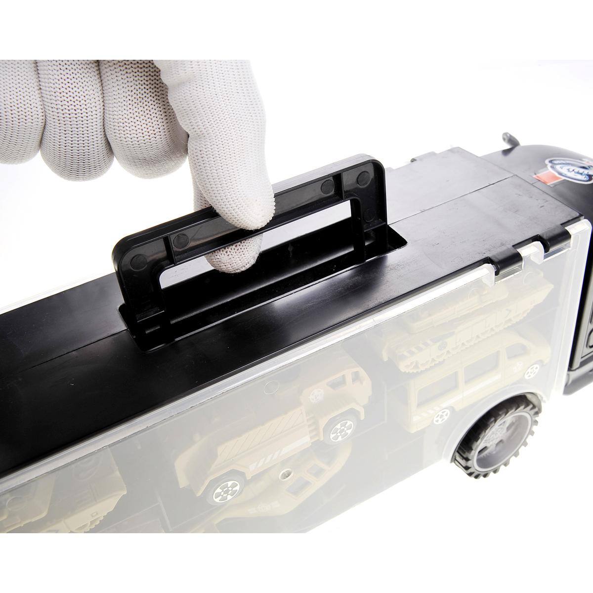 Alt View 1. JuzToys - Kids Toys Cars Military Carrier Truck Toy Set (6 Vehicles), Pull-Back Car Toys with Helicopters, Tanks, Jeeps, Black - Black.