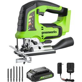 Greenworks - 24V Cordless Brushless Jig Saw, with 2Ah Battery and Charger 3602002