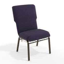 Emma + Oliver - Discount Church Chair - 21 in. Wide - Eggplant Fabric/Gold Vein Frame