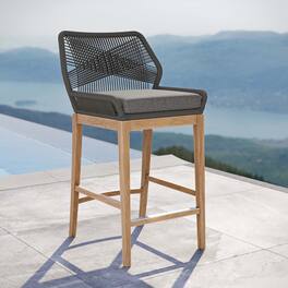 Wellspring Outdoor Patio Teak Wood Bar Stool by Modway - Gray Graphite