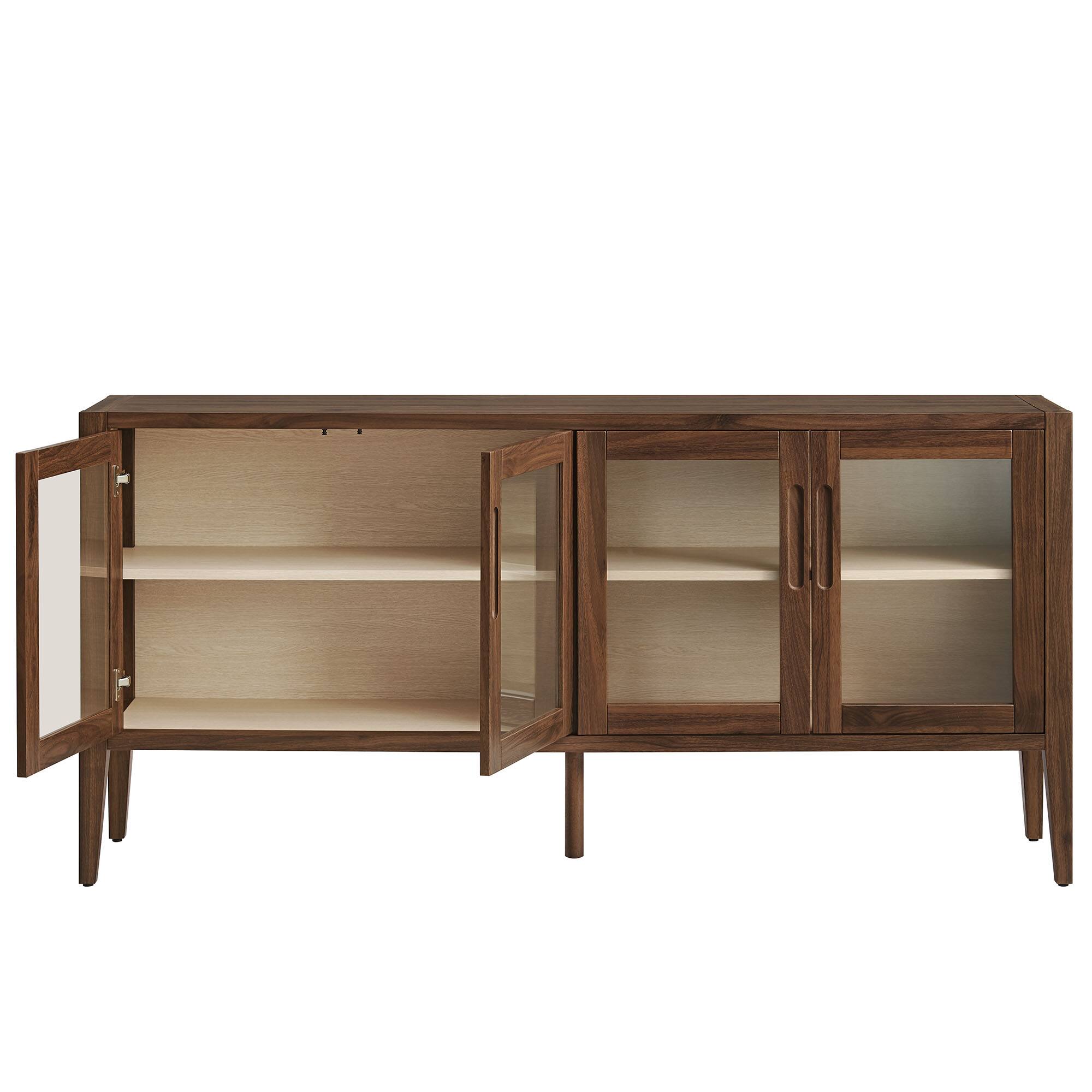 Alt View 4. Modway - Nell 72" Glass Door Sideboard Storage Display Cabinet by Modway - Walnut.