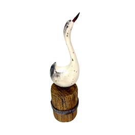 Things2Die4 - Decorative Wood Swan Figurine Distressed Coastal Dock Piling 10.75 Inch - White