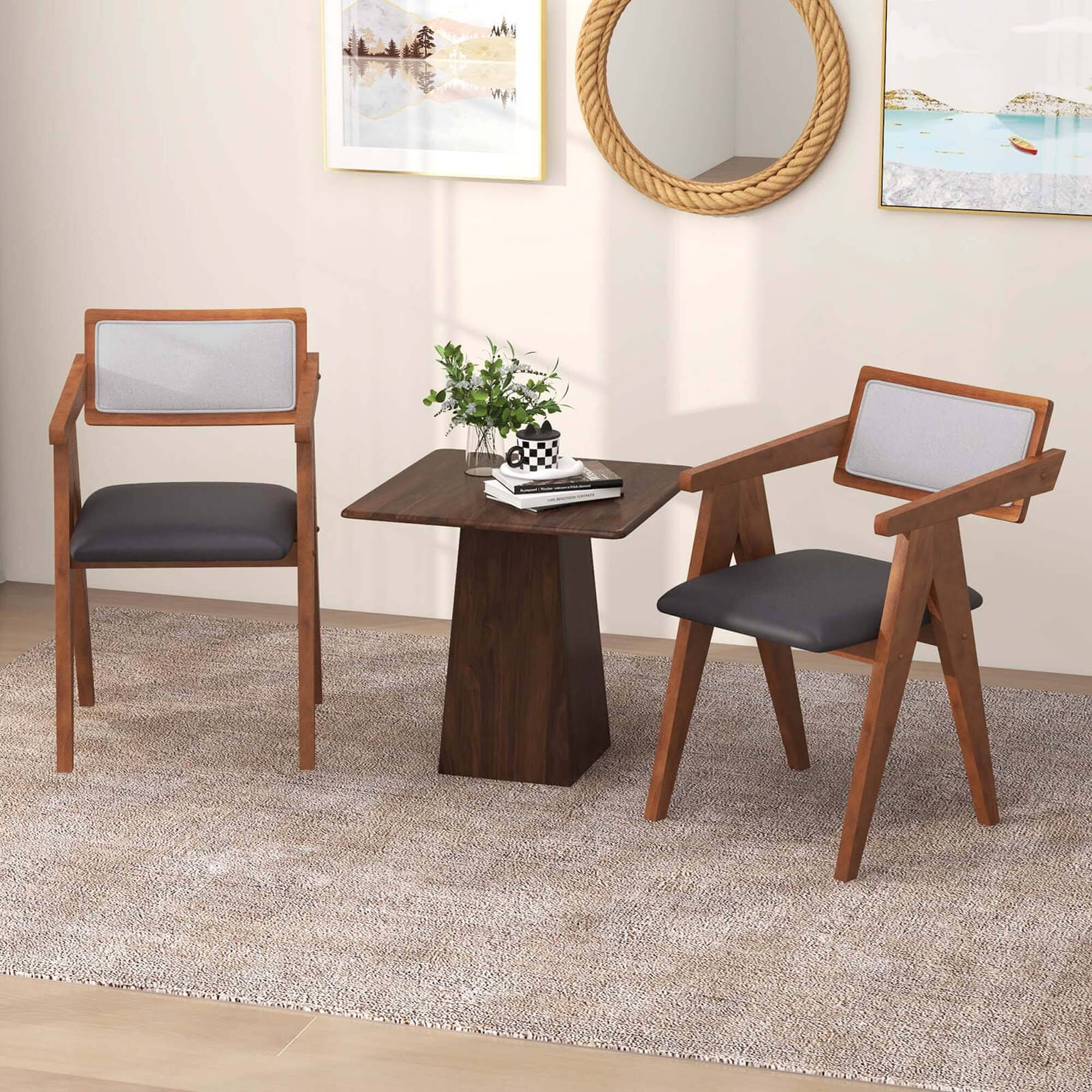 Alt View 3. Costway - Costway Modern Accent Chairs Set of 4 with Leathaire Seat Cushions &  Backrests - Beige,Fawn,Gray.