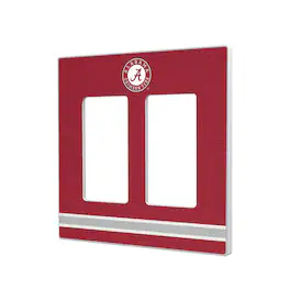 Keyscaper - Alabama Crimson Tide Stripe Design Double Rocker Light Switch Plate - Multicolor