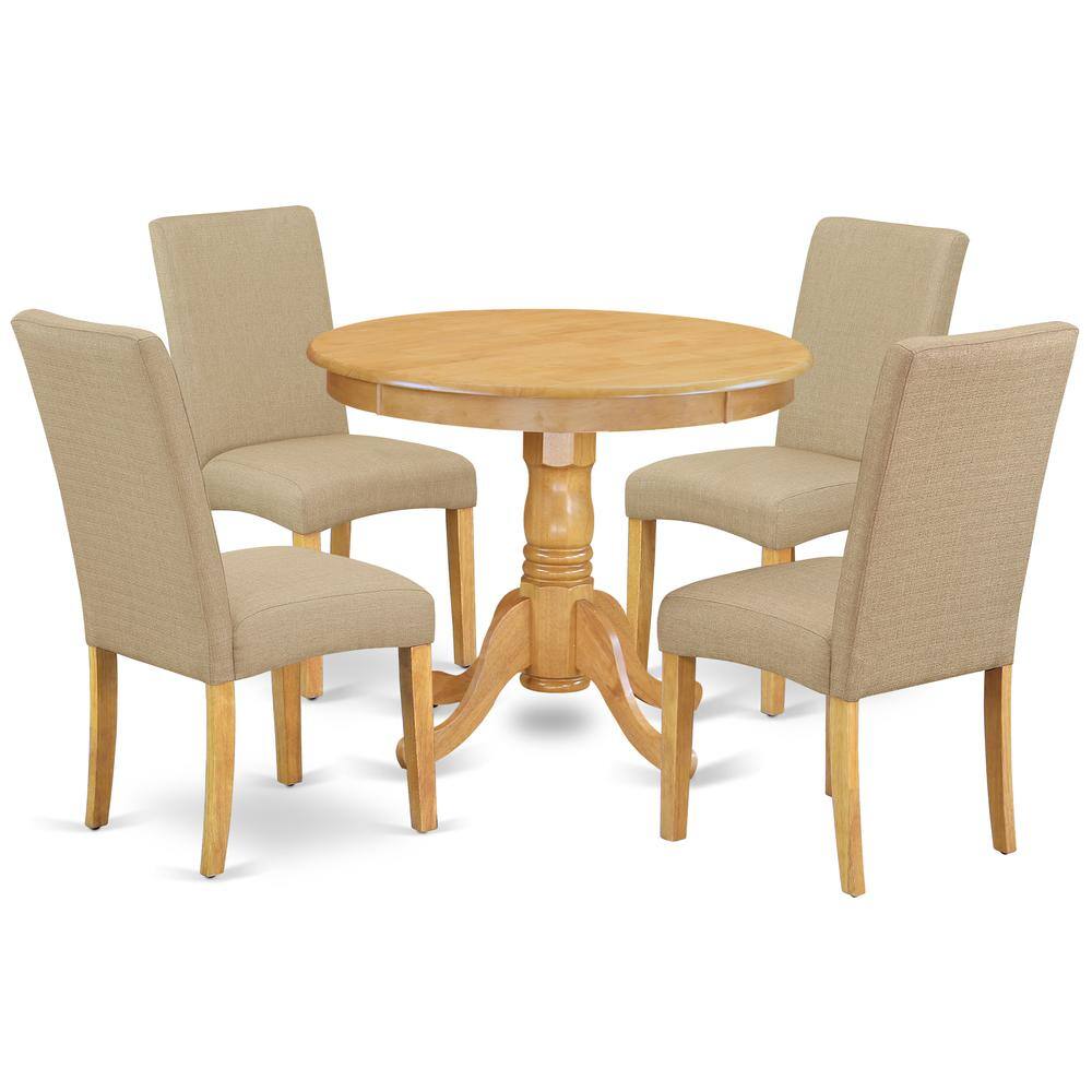Back. East West Furniture - Dining Room Set Oak - Brown.